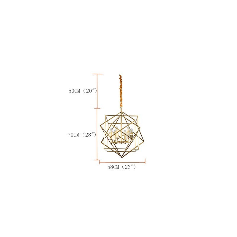 Lámpara de araña de metal con diseño de farol de latón