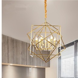 Lámpara de araña de metal con diseño de farol de latón