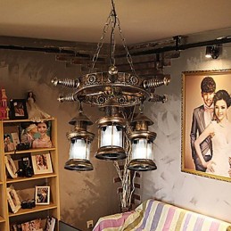 Lámpara de araña de metal con diseño de globo terráqueo estilo rústico vintage retro para diseñadores de estilo mini