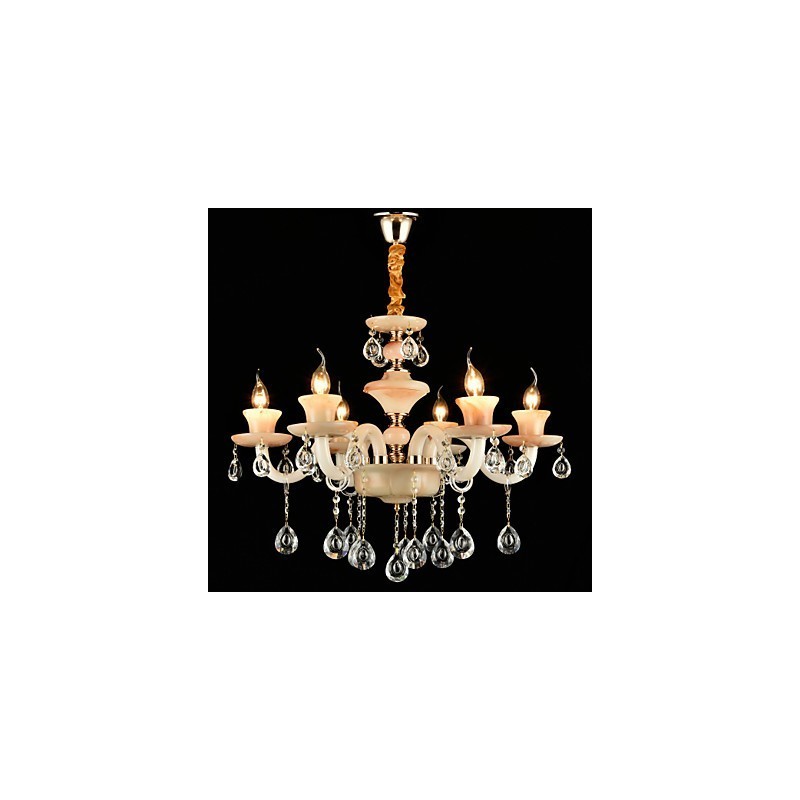 Lámpara de araña de metal estilo mini de cristal con acabado galvanizado clásico tradicional