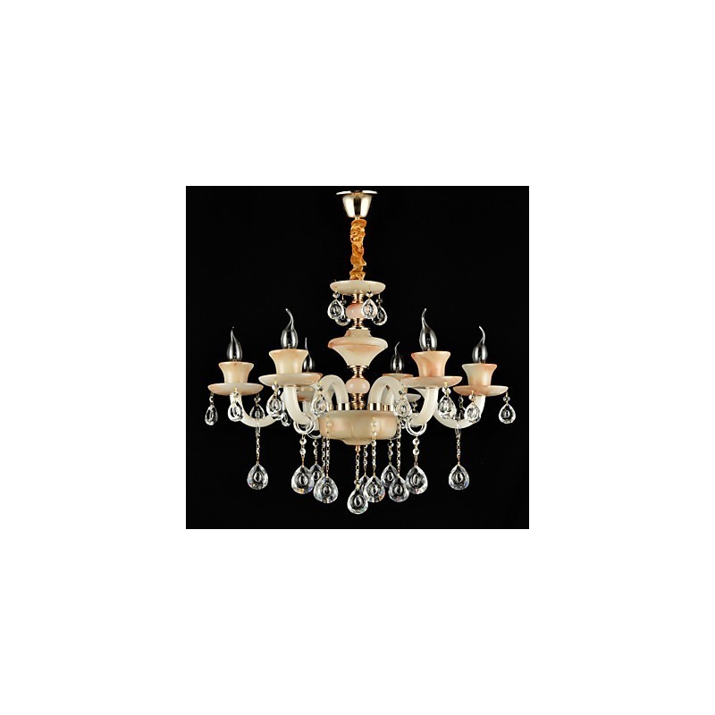 Lámpara de araña de metal estilo mini de cristal con acabado galvanizado clásico tradicional