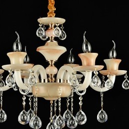 Lámpara de araña de metal estilo mini de cristal con acabado galvanizado clásico tradicional