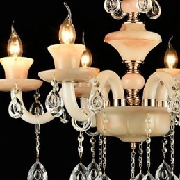 Lámpara de araña de metal estilo mini de cristal con acabado galvanizado clásico tradicional