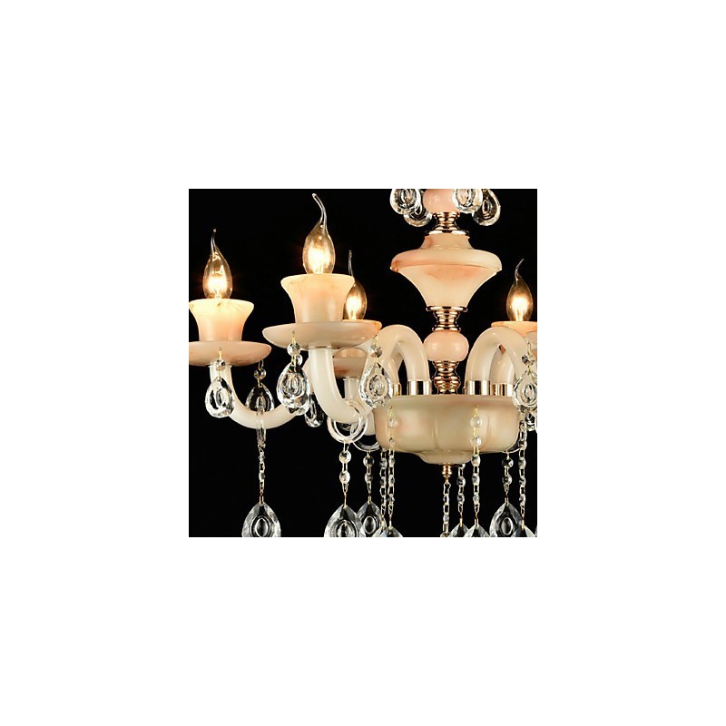Lámpara de araña de metal estilo mini de cristal con acabado galvanizado clásico tradicional