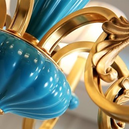 Lámpara de araña de cobre, lámpara de araña decorativa de jade KP