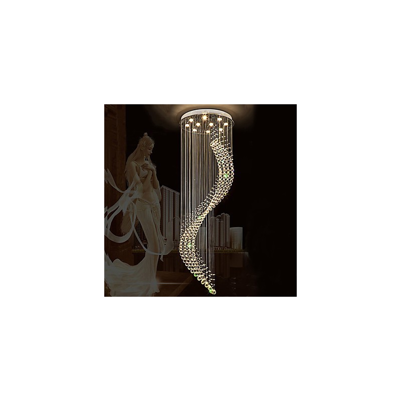 Lámpara colgante de techo de cristal moderna para interiores, iluminación para el hogar, lámparas de araña, accesorios, bombillas de 3 W, color blanco cálido.