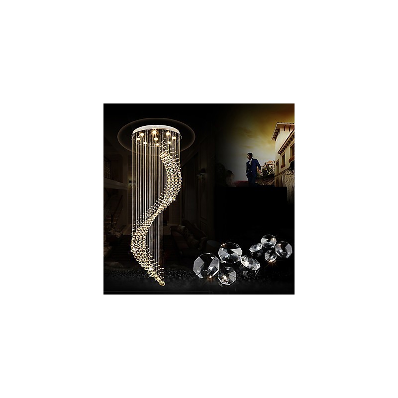 Lámpara colgante de techo de cristal moderna para interiores, iluminación para el hogar, lámparas de araña, accesorios, bombillas de 3 W, color blanco cálido.