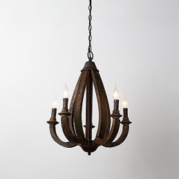 Lámpara colgante decorativa de madera de bambú estilo mini con pintura vintage