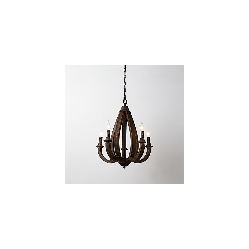 Lámpara colgante decorativa de madera de bambú estilo mini con pintura vintage