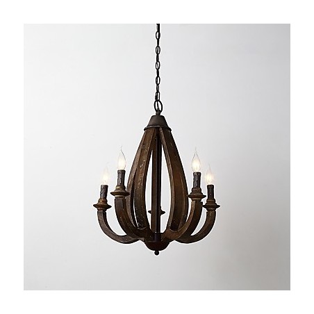 Lámpara colgante decorativa de madera de bambú estilo mini con pintura vintage Lámpara colgante decorativa de madera de bambú estilo mini con pintura vintage