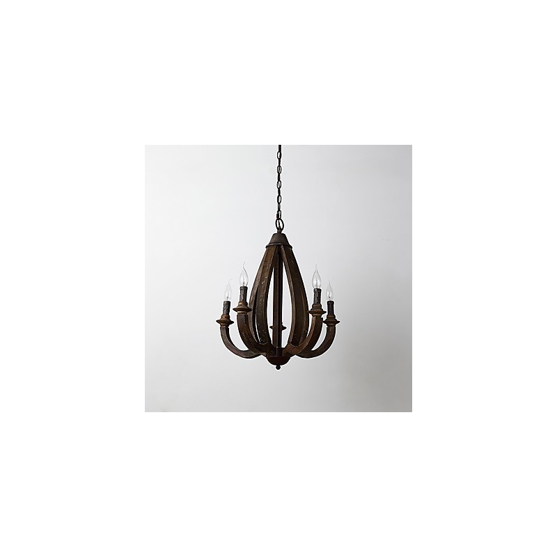 Lámpara colgante decorativa de madera de bambú estilo mini con pintura vintage