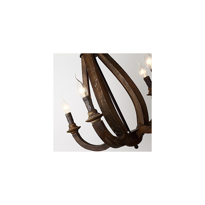 Lámpara colgante decorativa de madera de bambú estilo mini con pintura vintage