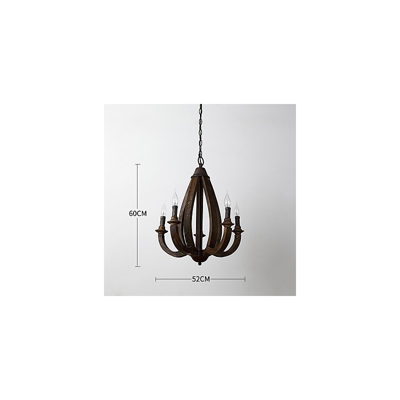 Lámpara colgante decorativa de madera de bambú estilo mini con pintura vintage