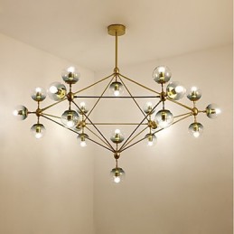 Lámpara colgante de cristal y metal Modo de estilo europeo posmoderno Twenty_one Light para decorar el vestíbulo, lámpara de araña industrial