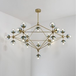 Lámpara colgante de cristal y metal Modo de estilo europeo posmoderno Twenty_one Light para decorar el vestíbulo, lámpara de araña industrial