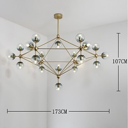 Lámpara colgante de cristal y metal Modo de estilo europeo posmoderno Twenty_one Light para decorar el vestíbulo, lámpara de araña industrial