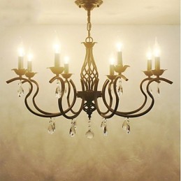 Lámpara de araña de cristal de estilo europeo para comedor, sencilla, creativa, con velas, lámparas y linternas, iluminación novedosa.