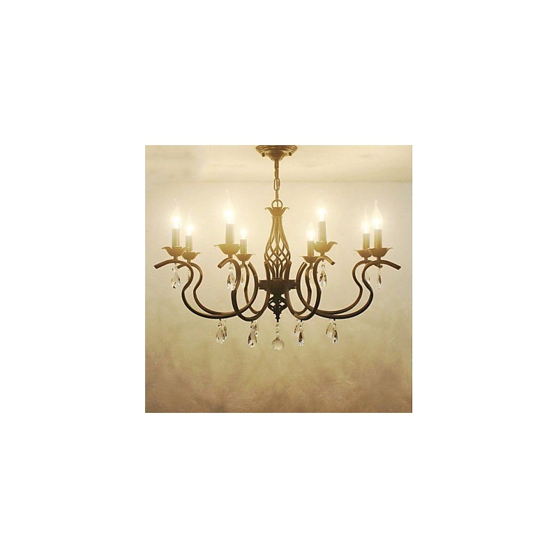 Lámpara de araña de cristal de estilo europeo para comedor, sencilla, creativa, con velas, lámparas y linternas, iluminación novedosa.
