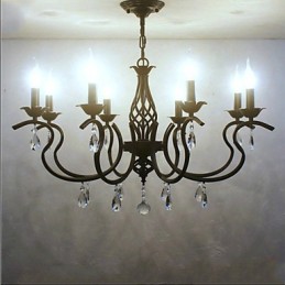 Lámpara de araña de cristal de estilo europeo para comedor, sencilla, creativa, con velas, lámparas y linternas, iluminación novedosa.