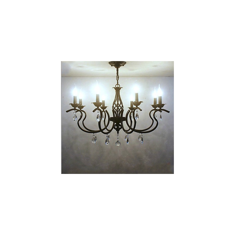 Lámpara de araña de cristal de estilo europeo para comedor, sencilla, creativa, con velas, lámparas y linternas, iluminación novedosa.