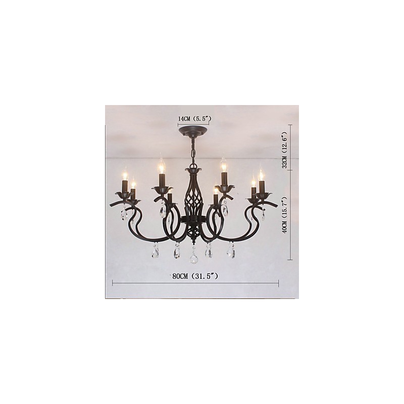 Lámpara de araña de cristal de estilo europeo para comedor, sencilla, creativa, con velas, lámparas y linternas, iluminación novedosa.