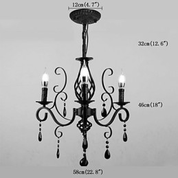 Lámpara de cristal de 3 luces, moderna, sencilla y novedosa.