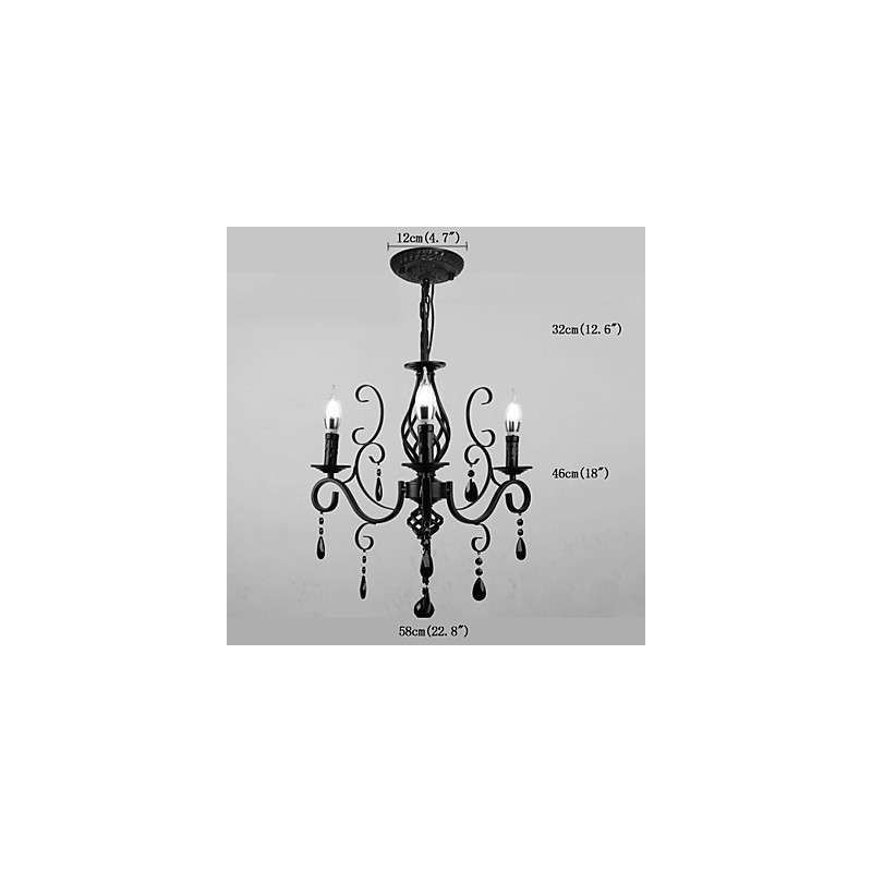 Lámpara de cristal de 3 luces, moderna, sencilla y novedosa.