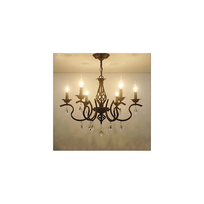 Lámpara de araña de cristal de estilo europeo para comedor, sencilla, creativa, con velas, lámparas y linternas, iluminación novedosa.