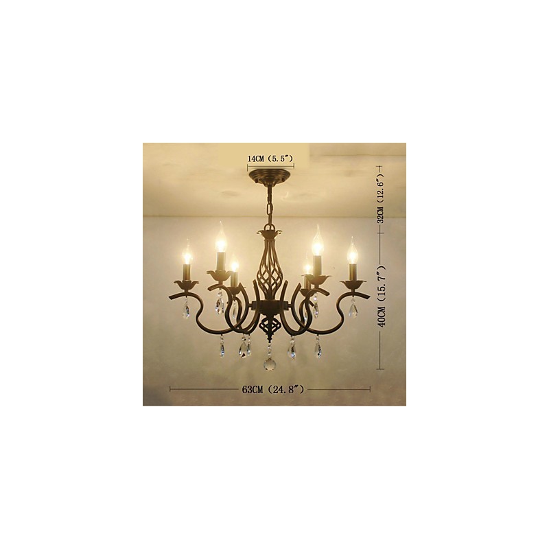 Lámpara de araña de cristal de estilo europeo para comedor, sencilla, creativa, con velas, lámparas y linternas, iluminación novedosa.
