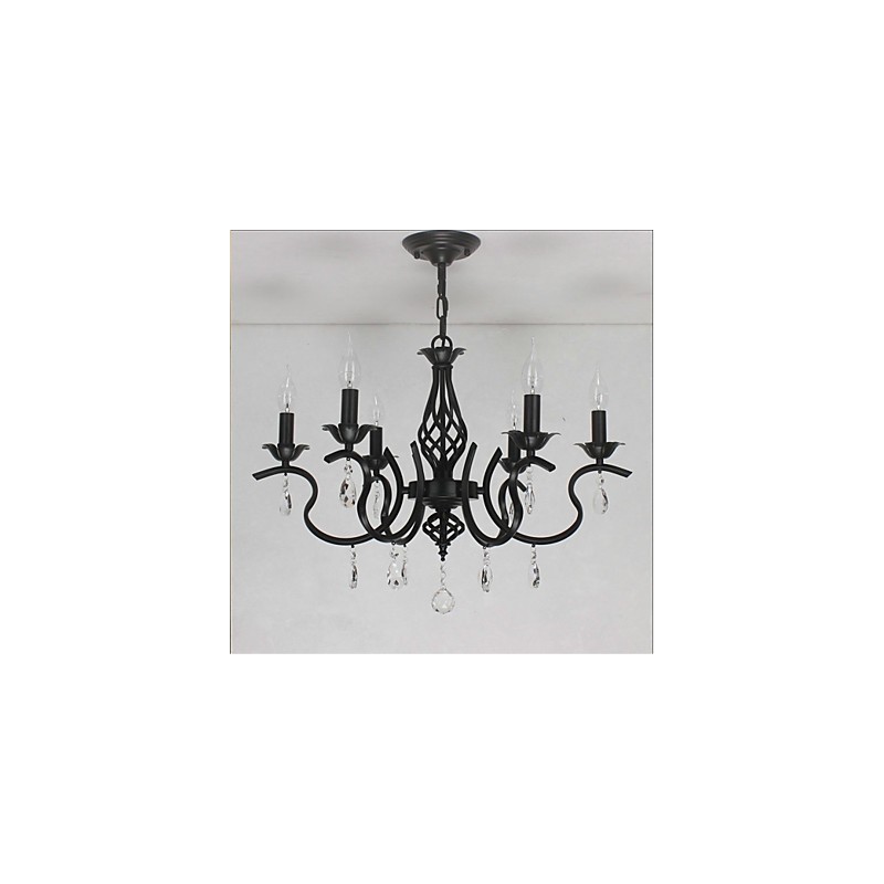 Lámpara de araña de cristal de estilo europeo para comedor, sencilla, creativa, con velas, lámparas y linternas, iluminación novedosa.