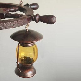 Lámpara de araña de bambú con pintura retro de madera