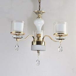 Lámpara de araña de cristal de metal con acabado galvanizado moderno y contemporáneo.