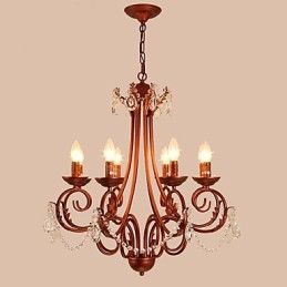 Lámpara de araña de 8 luces, moderna, contemporánea, tradicional, estilo logia, vintage, retro, estilo campestre, con detalles en metal y cristal.