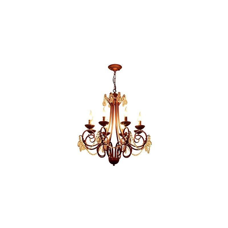 Lámpara de araña de 8 luces, moderna, contemporánea, tradicional, estilo logia, vintage, retro, estilo campestre, con detalles en metal y cristal.