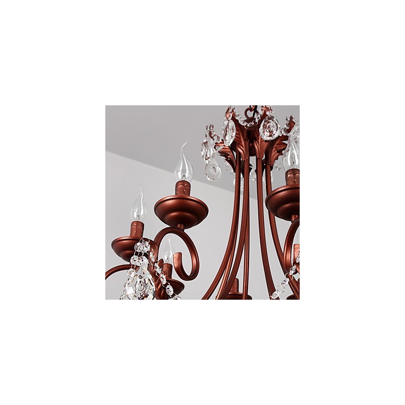Lámpara de araña de 8 luces, moderna, contemporánea, tradicional, estilo logia, vintage, retro, estilo campestre, con detalles en metal y cristal.