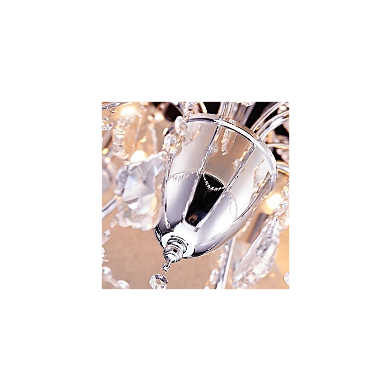 Lámpara de araña de metal moderna, contemporánea, tradicional, clásica, campestre, cromada, para diseñadores de estilo mini de cristal.