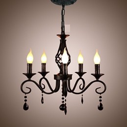 Lámpara de araña de cristal tradicional, iluminación interior, 5 velas, lámpara de araña sencilla