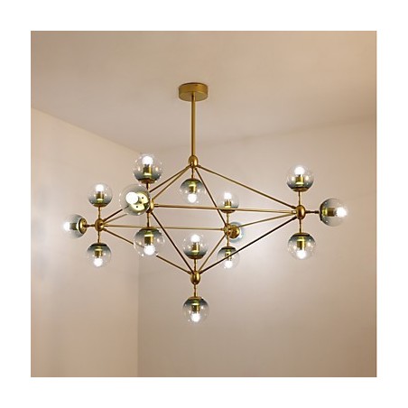 Lámpara colgante de cristal y metal Modo de estilo europeo posmoderno de quince luces para decorar el vestíbulo, lámpara de araña industrial Lámpara colgante de cristal y metal Modo de estilo europeo posmoderno de quince luces para decorar el vestíbulo, lámpara de araña industrial