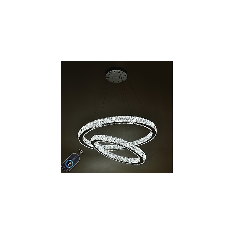 Lámpara de araña de cristal para interiores, moderna lámpara colgante de techo, iluminación regulable con control remoto