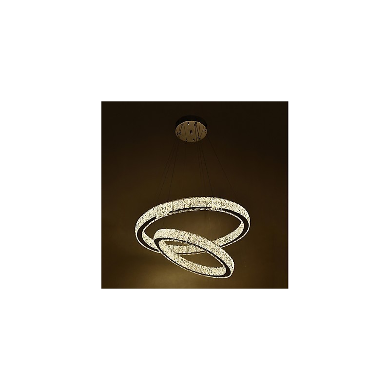 Lámpara de araña de cristal para interiores, moderna lámpara colgante de techo, iluminación regulable con control remoto