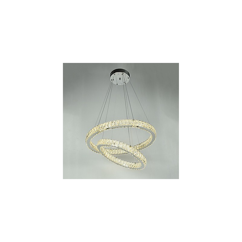 Lámpara de araña de cristal para interiores, moderna lámpara colgante de techo, iluminación regulable con control remoto