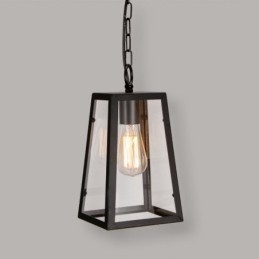 Lámpara colgante vintage de metal con pantalla de cristal