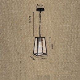 Lámpara colgante vintage de metal con pantalla de cristal