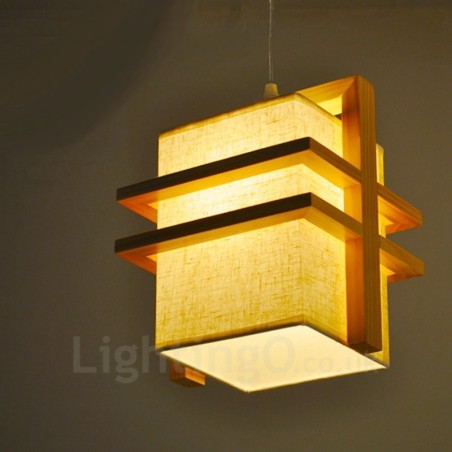 1 lámpara colgante retro vintage de madera clara con pantalla de tela 1 lámpara colgante retro vintage de madera clara con pantalla de tela