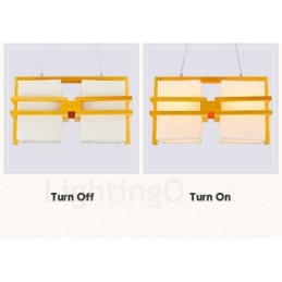 Lámpara colgante retro vintage de madera de 2 luces con pantalla de tela