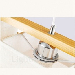 Lámpara colgante retro vintage de madera de 2 luces con pantalla de tela