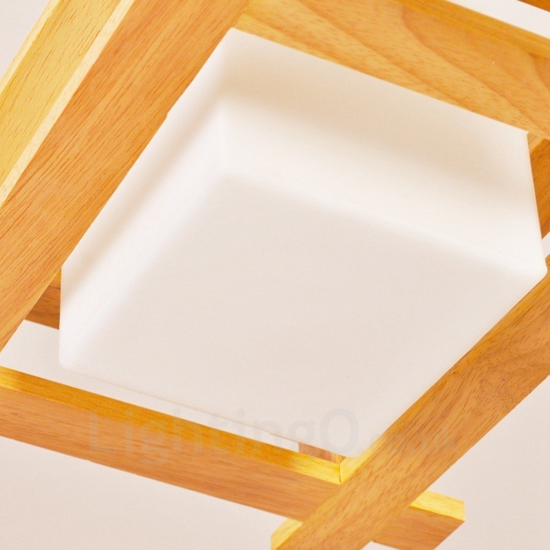 1 Lámpara colgante de madera moderna contemporánea de estilo nórdico con pantalla de cristal