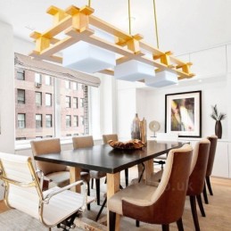 Lámpara colgante de 3 luces de madera moderna de estilo nórdico contemporáneo con pantalla de cristal