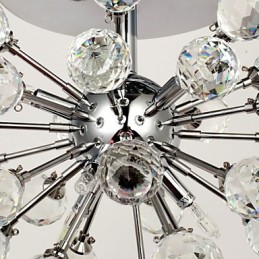 Lámpara de araña moderna contemporánea de cristal estilo mini de metal cromado con montaje empotrado