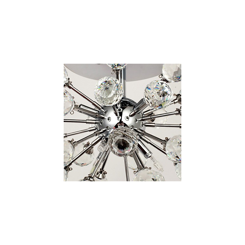 Lámpara de araña moderna contemporánea de cristal estilo mini de metal cromado con montaje empotrado